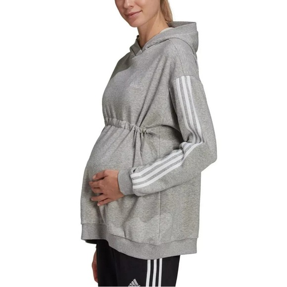 adidas Essentials Maternity 3-Striped Hoodie Women's Gray Heather - Picture 1 of 3